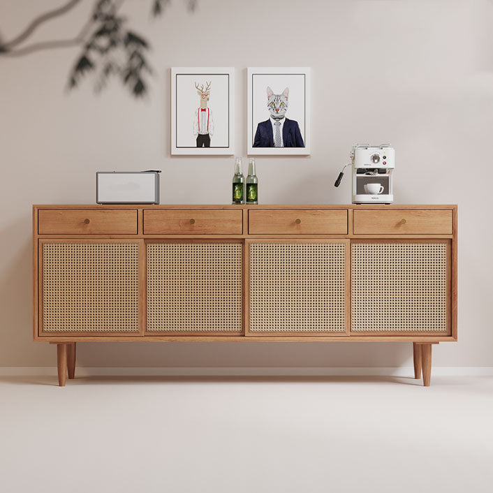 Sideboard di legno di pino contemporaneo con armadi e cassetti a buffet da pranzo marrone per casa