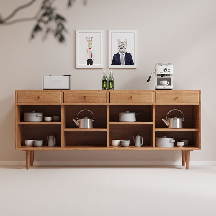 Sideboard di legno di pino contemporaneo con armadi e cassetti a buffet da pranzo marrone per casa