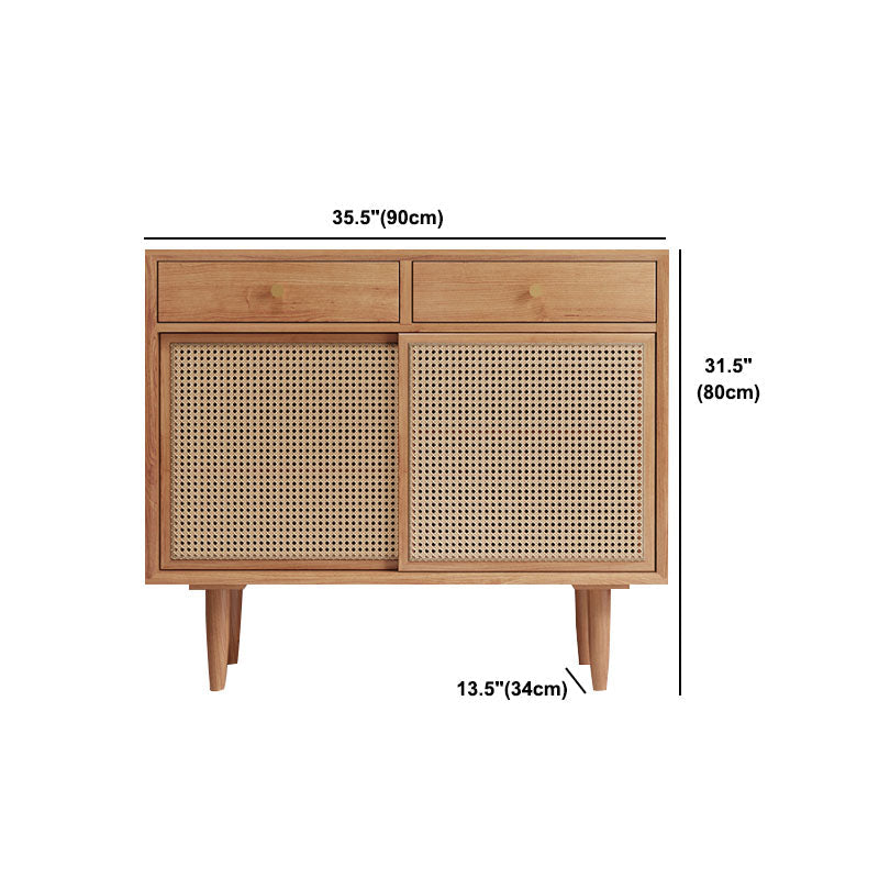Sideboard di legno di pino contemporaneo con armadi e cassetti a buffet da pranzo marrone per casa