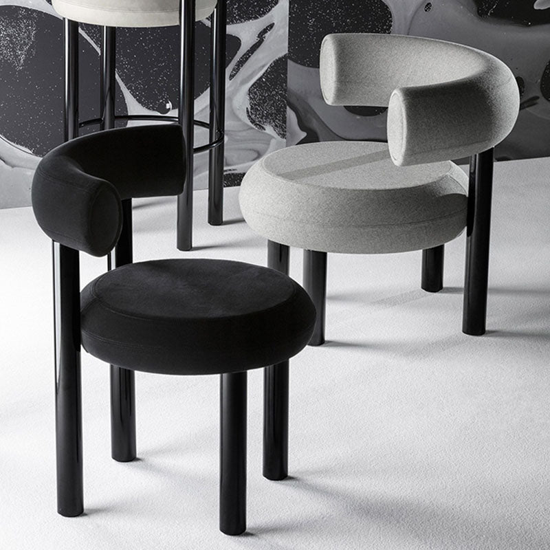 Metal Contemporary Upholstered Side Chair Matte Finish Open Back Dining Chair