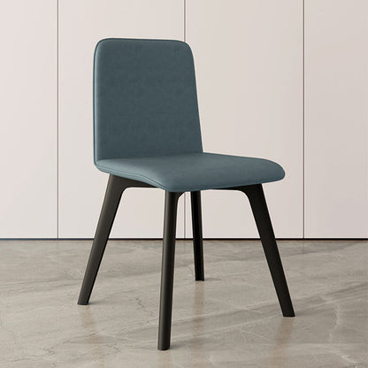 Contemporary Side Chair with Black Wood Legs Matte Finish Solid Back Dining Chair