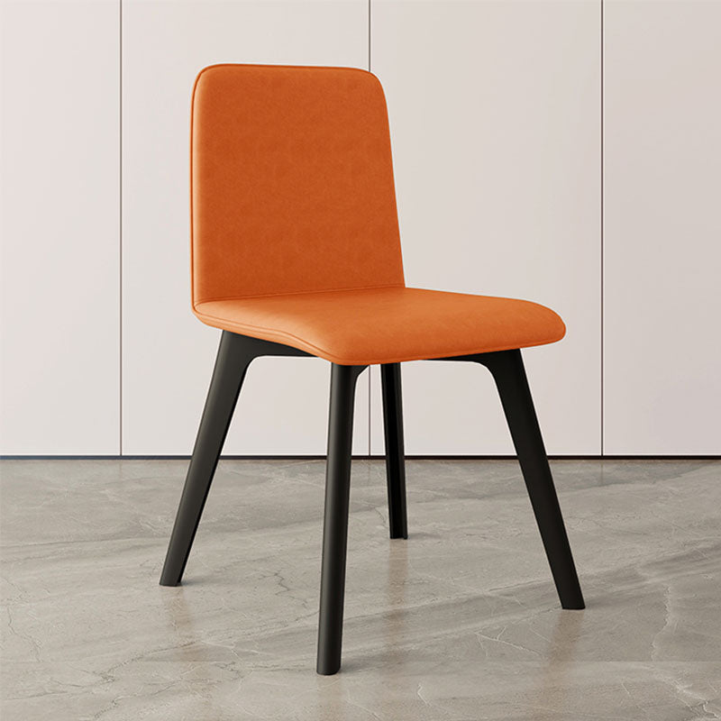 Contemporary Side Chair with Black Wood Legs Matte Finish Solid Back Dining Chair