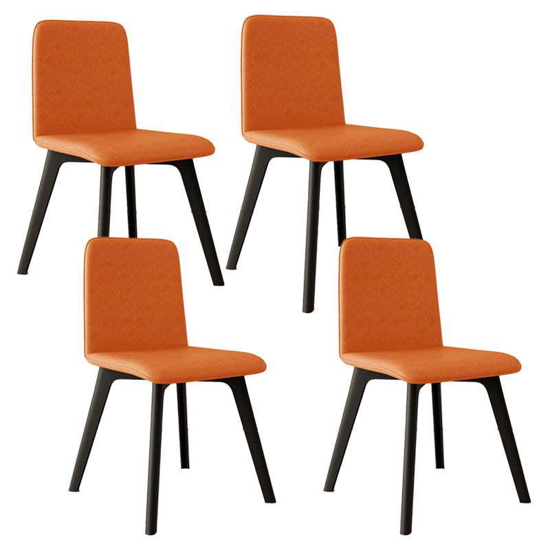 Contemporary Side Chair with Black Wood Legs Matte Finish Solid Back Dining Chair