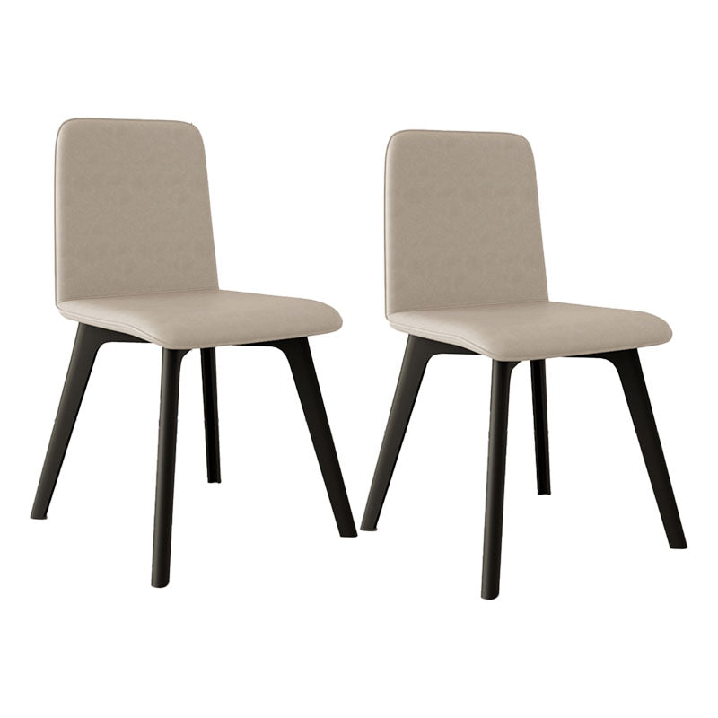 Contemporary Side Chair with Black Wood Legs Matte Finish Solid Back Dining Chair