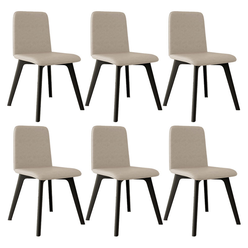Contemporary Side Chair with Black Wood Legs Matte Finish Solid Back Dining Chair