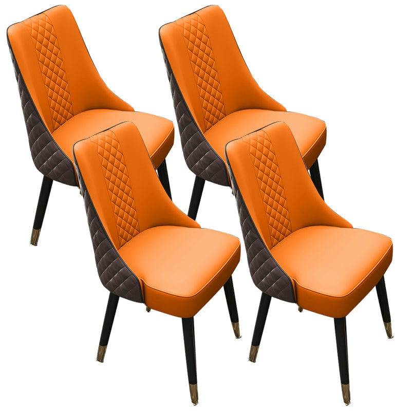 Glam gestoffeerde eetkamerstoel faux leer en houten zijstoel