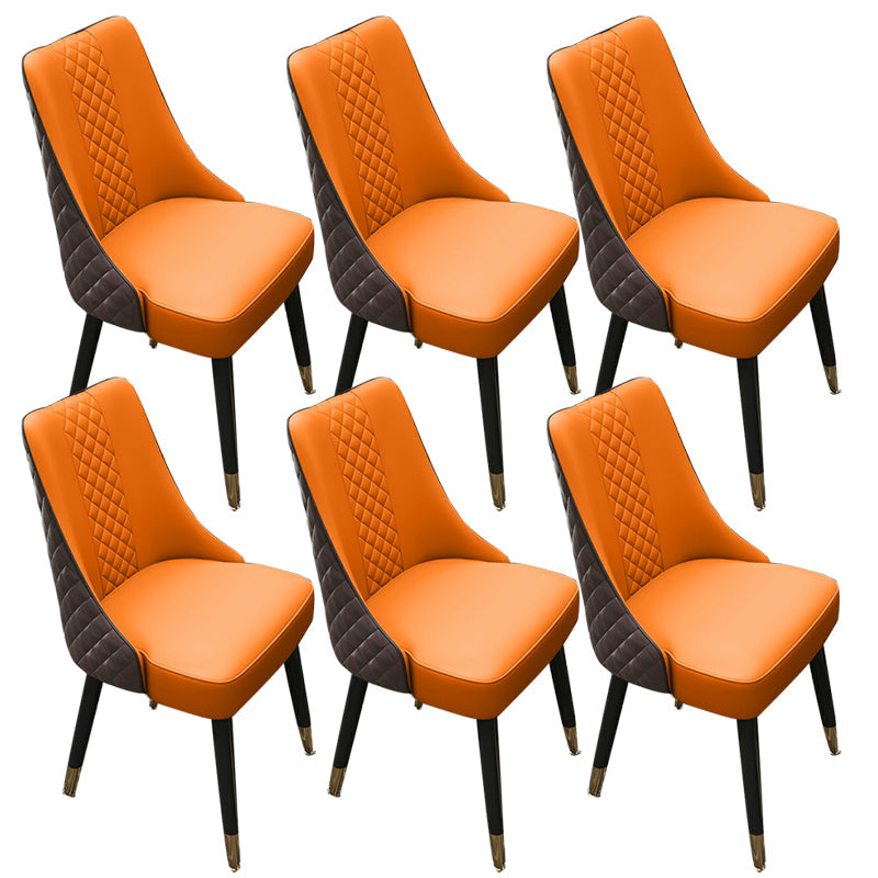 Glam gestoffeerde eetkamerstoel faux leer en houten zijstoel