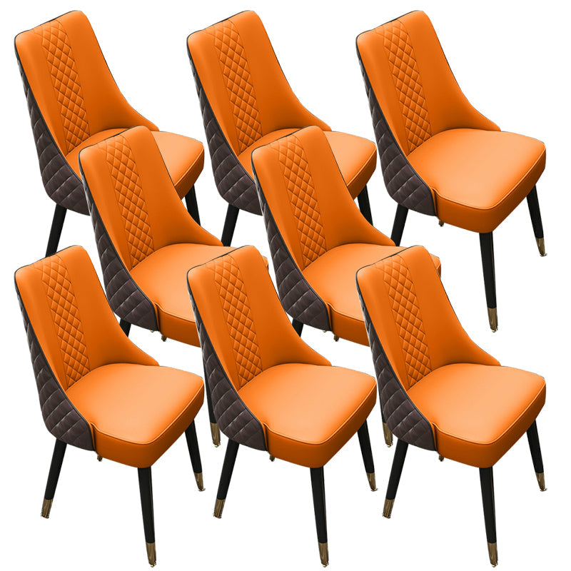 Glam gestoffeerde eetkamerstoel faux leer en houten zijstoel