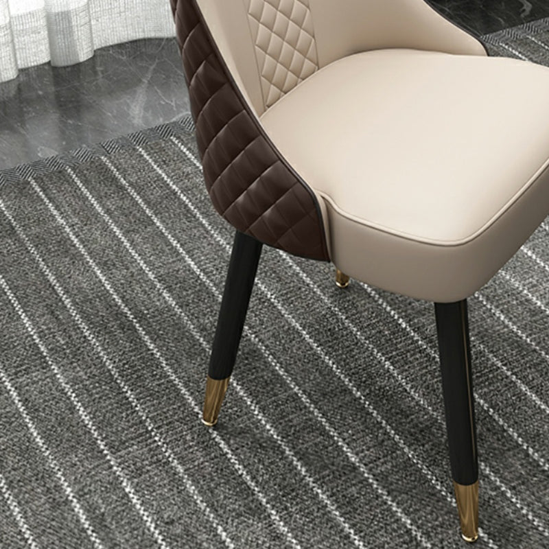 Glam gestoffeerde eetkamerstoel faux leer en houten zijstoel