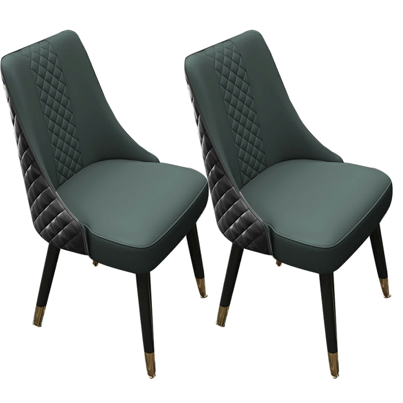 Glam gestoffeerde eetkamerstoel faux leer en houten zijstoel