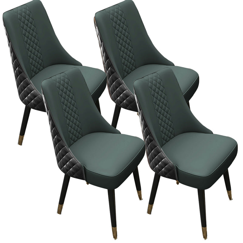 Glam gestoffeerde eetkamerstoel faux leer en houten zijstoel