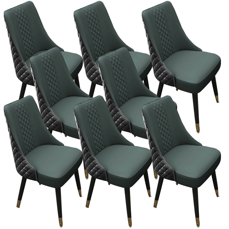 Glam gestoffeerde eetkamerstoel faux leer en houten zijstoel