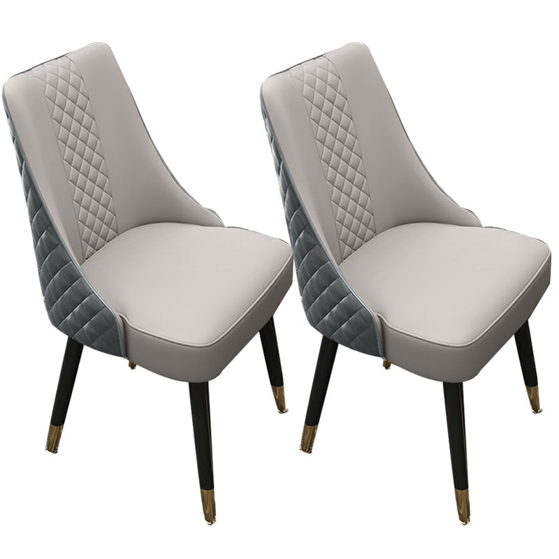 Glam gestoffeerde eetkamerstoel faux leer en houten zijstoel