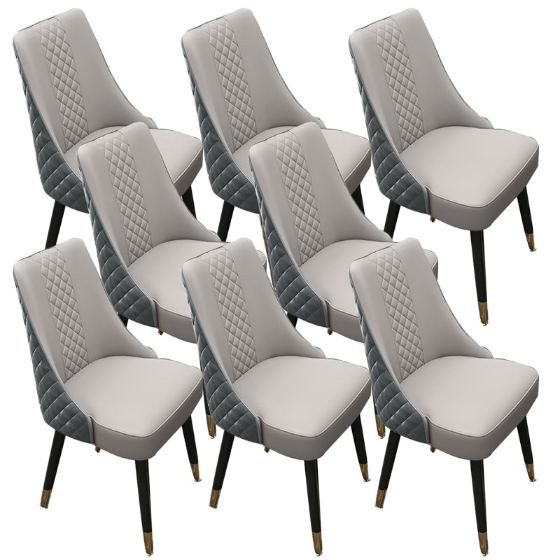 Glam gestoffeerde eetkamerstoel faux leer en houten zijstoel