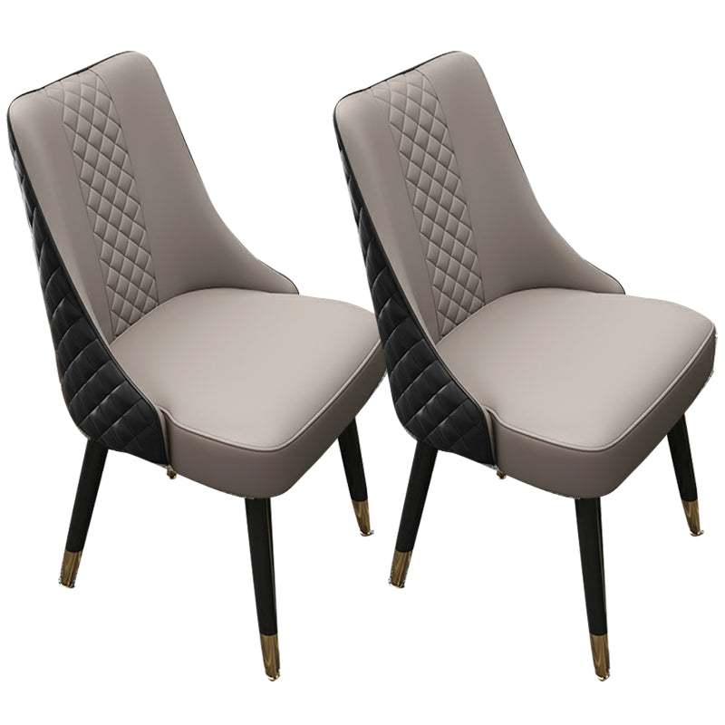 Glam gestoffeerde eetkamerstoel faux leer en houten zijstoel