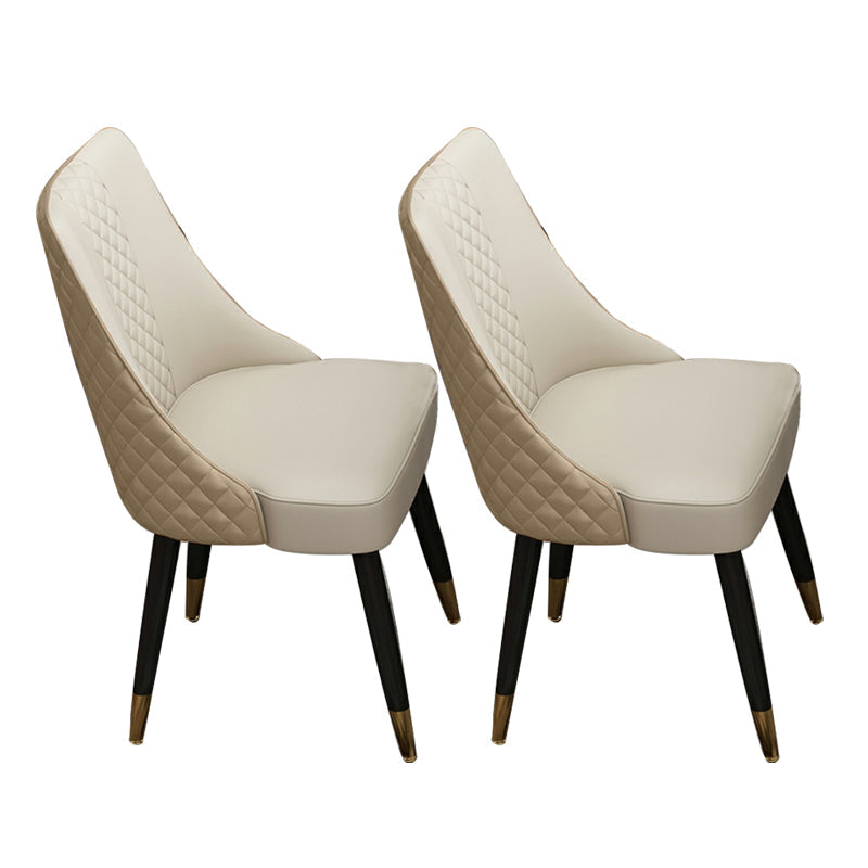 Glam gestoffeerde eetkamerstoel faux leer en houten zijstoel