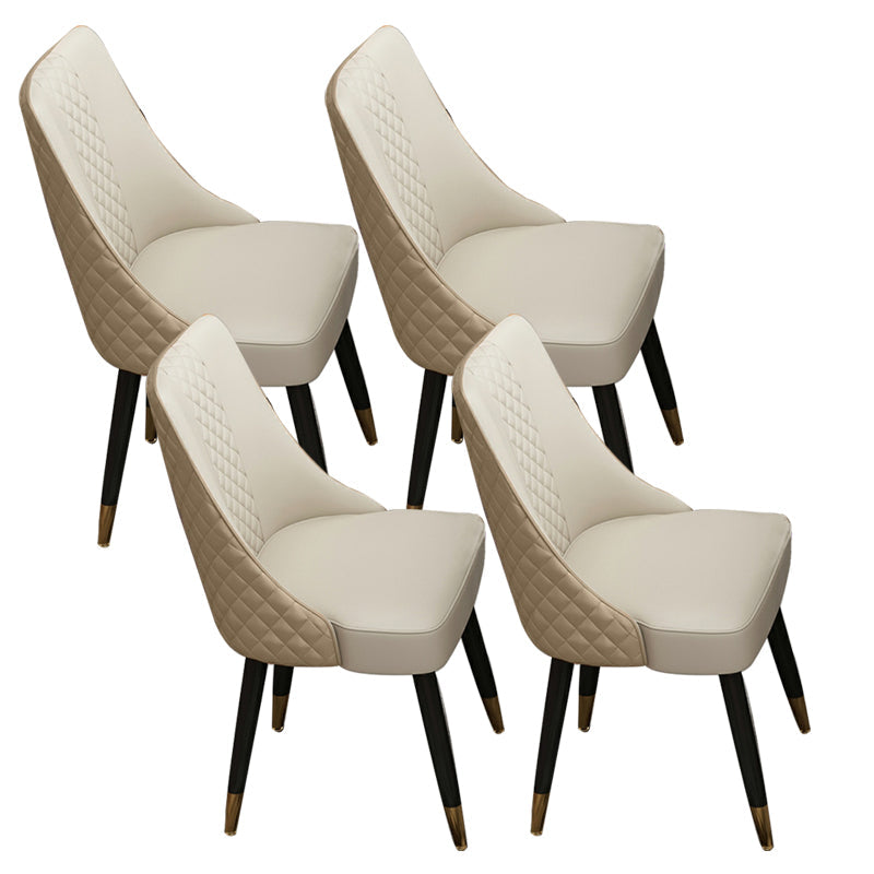 Glam gestoffeerde eetkamerstoel faux leer en houten zijstoel