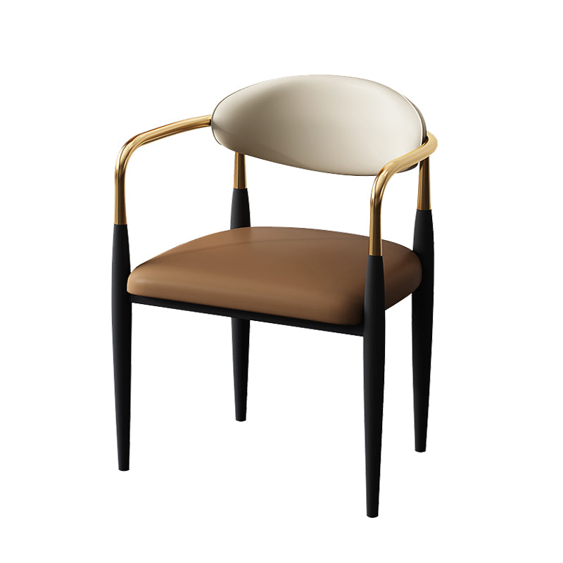 Metal Industrial Side Chair Metallic Finish Open Back Dining Arm Chair Coffee 1 Piece Clearhalo 'Dining Chairs' 'Dining Tables & Seating' 'dining_chair' 'furn' 'furn_dining_chair' 'Furniture' 'Kitchen & Dining Furniture' 6035349