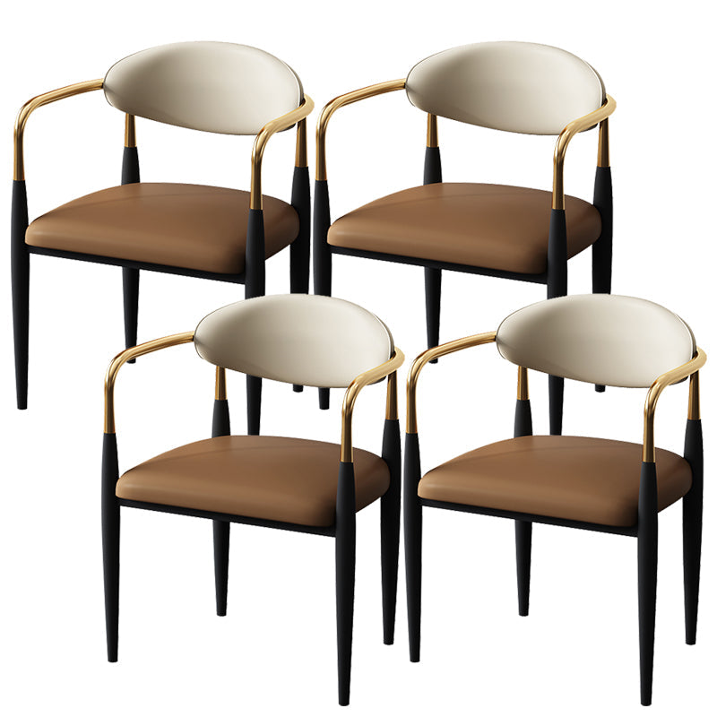 Metal Industrial Side Chair Metallic Finish Open Back Dining Arm Chair Coffee 4 Piece Set Clearhalo 'Dining Chairs' 'Dining Tables & Seating' 'dining_chair' 'furn' 'furn_dining_chair' 'Furniture' 'Kitchen & Dining Furniture' 6035353