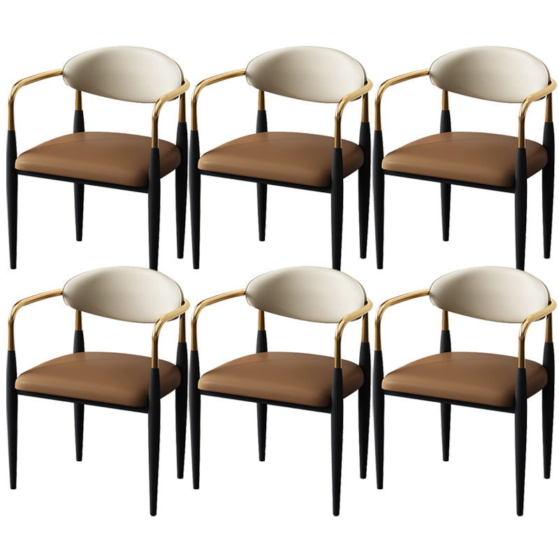 Metal Industrial Side Chair Metallic Finish Open Back Dining Arm Chair Coffee 6 Piece Set Clearhalo 'Dining Chairs' 'Dining Tables & Seating' 'dining_chair' 'furn' 'furn_dining_chair' 'Furniture' 'Kitchen & Dining Furniture' 6035354