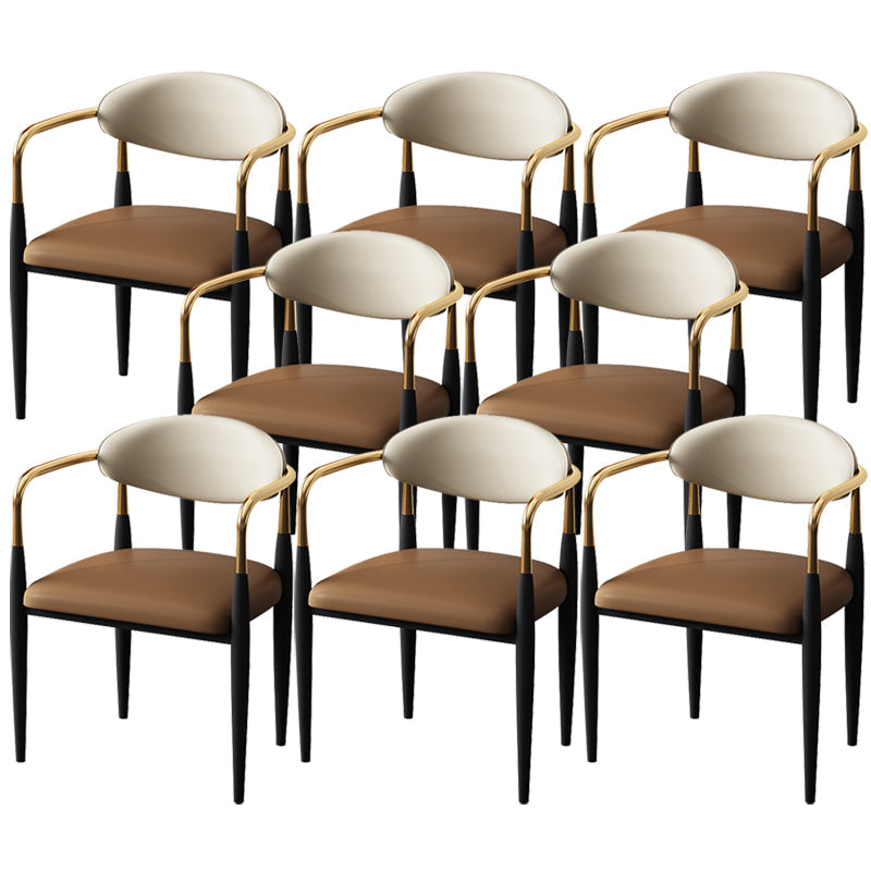 Metal Industrial Side Chair Metallic Finish Open Back Dining Arm Chair Coffee 8 Piece Set Clearhalo 'Dining Chairs' 'Dining Tables & Seating' 'dining_chair' 'furn' 'furn_dining_chair' 'Furniture' 'Kitchen & Dining Furniture' 6035357