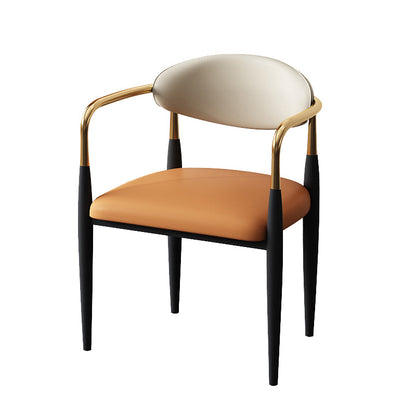 Metal Industrial Side Chair Metallic Finish Open Back Dining Arm Chair Orange 1 Piece Clearhalo 'Dining Chairs' 'Dining Tables & Seating' 'dining_chair' 'furn' 'furn_dining_chair' 'Furniture' 'Kitchen & Dining Furniture' 6035358