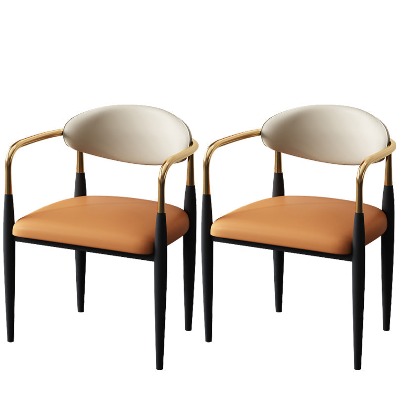 Metal Industrial Side Chair Metallic Finish Open Back Dining Arm Chair Orange 2 Piece Set Clearhalo 'Dining Chairs' 'Dining Tables & Seating' 'dining_chair' 'furn' 'furn_dining_chair' 'Furniture' 'Kitchen & Dining Furniture' 6035361