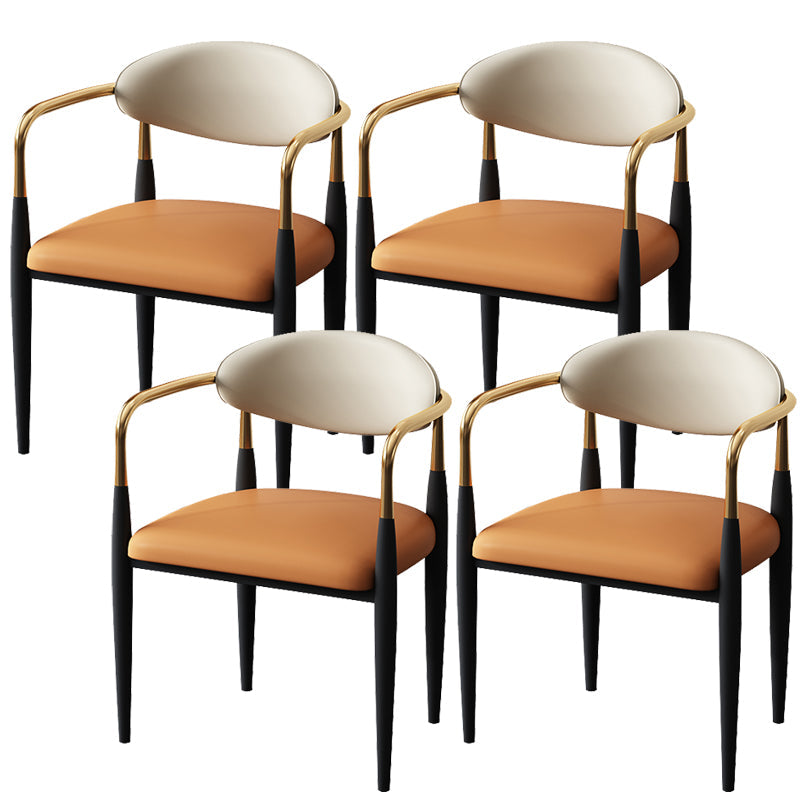 Metal Industrial Side Chair Metallic Finish Open Back Dining Arm Chair Orange 4 Piece Set Clearhalo 'Dining Chairs' 'Dining Tables & Seating' 'dining_chair' 'furn' 'furn_dining_chair' 'Furniture' 'Kitchen & Dining Furniture' 6035363