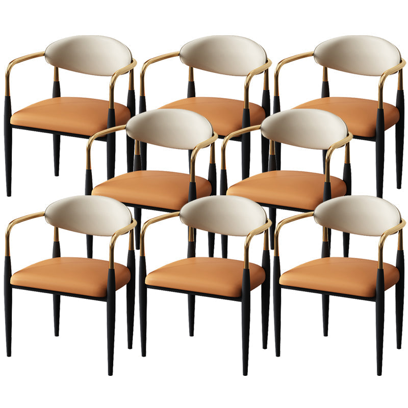 Metal Industrial Side Chair Metallic Finish Open Back Dining Arm Chair Orange 8 Piece Set Clearhalo 'Dining Chairs' 'Dining Tables & Seating' 'dining_chair' 'furn' 'furn_dining_chair' 'Furniture' 'Kitchen & Dining Furniture' 6035366