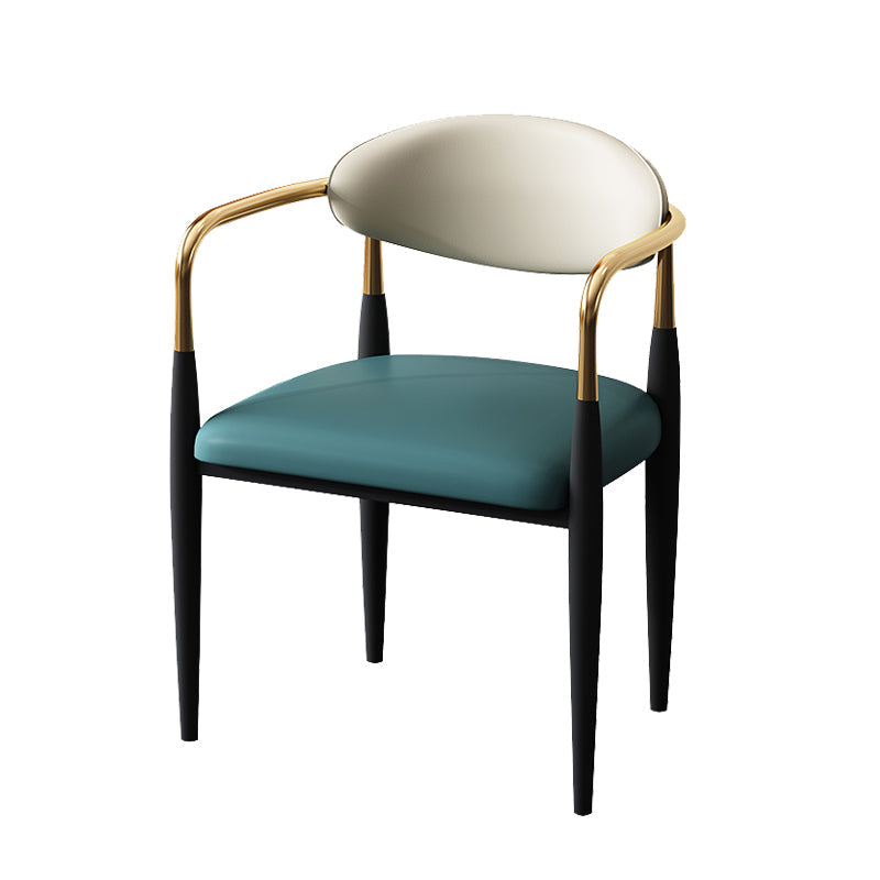 Metal Industrial Side Chair Metallic Finish Open Back Dining Arm Chair Green 1 Piece Clearhalo 'Dining Chairs' 'Dining Tables & Seating' 'dining_chair' 'furn' 'furn_dining_chair' 'Furniture' 'Kitchen & Dining Furniture' 6035368