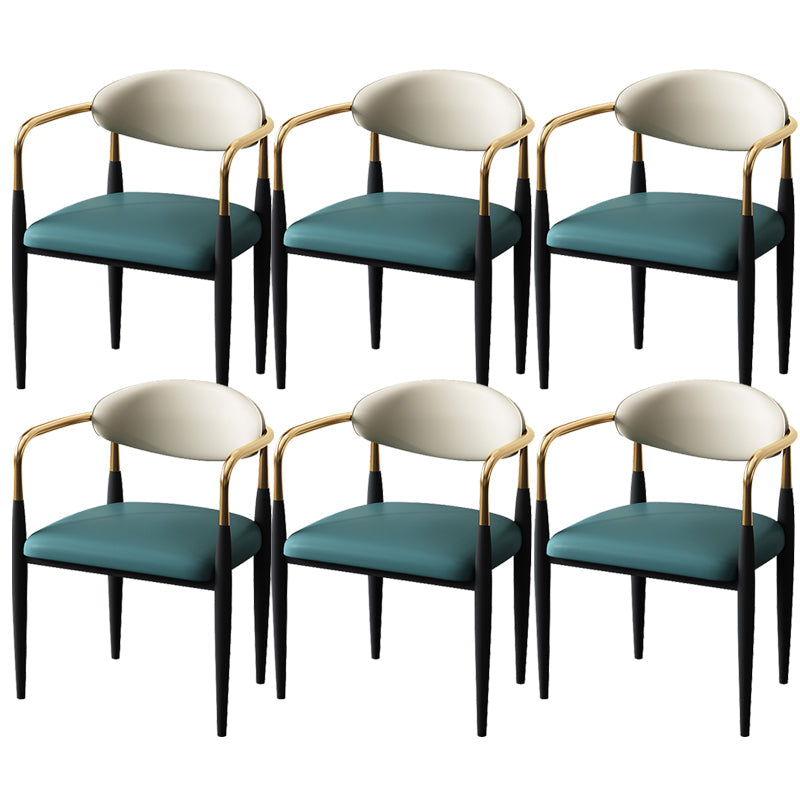 Metal Industrial Side Chair Metallic Finish Open Back Dining Arm Chair Green 6 Piece Set Clearhalo 'Dining Chairs' 'Dining Tables & Seating' 'dining_chair' 'furn' 'furn_dining_chair' 'Furniture' 'Kitchen & Dining Furniture' 6035372