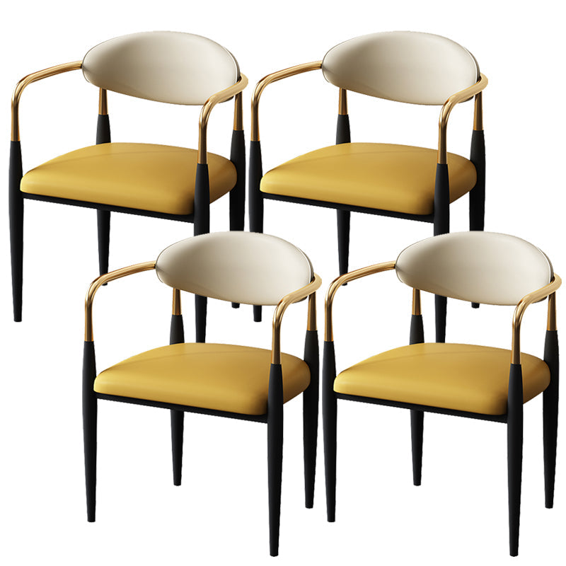 Metal Industrial Side Chair Metallic Finish Open Back Dining Arm Chair Yellow 4 Piece Set Clearhalo 'Dining Chairs' 'Dining Tables & Seating' 'dining_chair' 'furn' 'furn_dining_chair' 'Furniture' 'Kitchen & Dining Furniture' 6035376