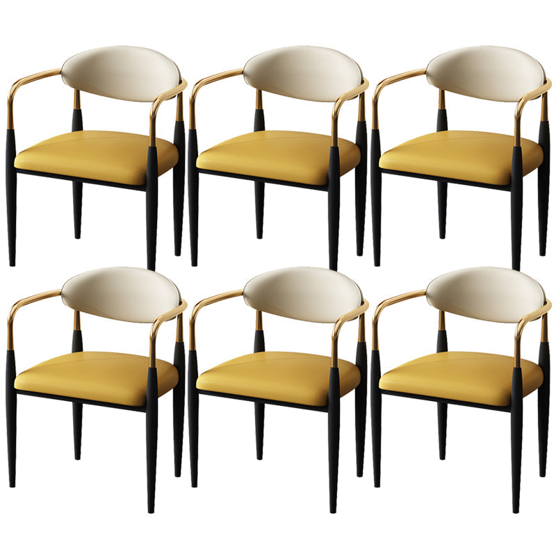 Metal Industrial Side Chair Metallic Finish Open Back Dining Arm Chair Yellow 6 Piece Set Clearhalo 'Dining Chairs' 'Dining Tables & Seating' 'dining_chair' 'furn' 'furn_dining_chair' 'Furniture' 'Kitchen & Dining Furniture' 6035377