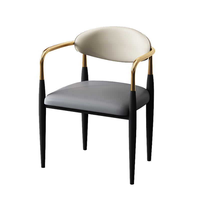 Metal Industrial Side Chair Metallic Finish Open Back Dining Arm Chair Grey 1 Piece Clearhalo 'Dining Chairs' 'Dining Tables & Seating' 'dining_chair' 'furn' 'furn_dining_chair' 'Furniture' 'Kitchen & Dining Furniture' 6035379