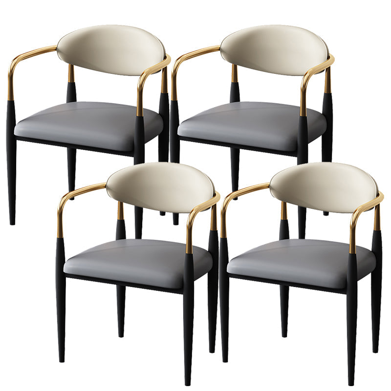 Metal Industrial Side Chair Metallic Finish Open Back Dining Arm Chair Grey 4 Piece Set Clearhalo 'Dining Chairs' 'Dining Tables & Seating' 'dining_chair' 'furn' 'furn_dining_chair' 'Furniture' 'Kitchen & Dining Furniture' 6035381