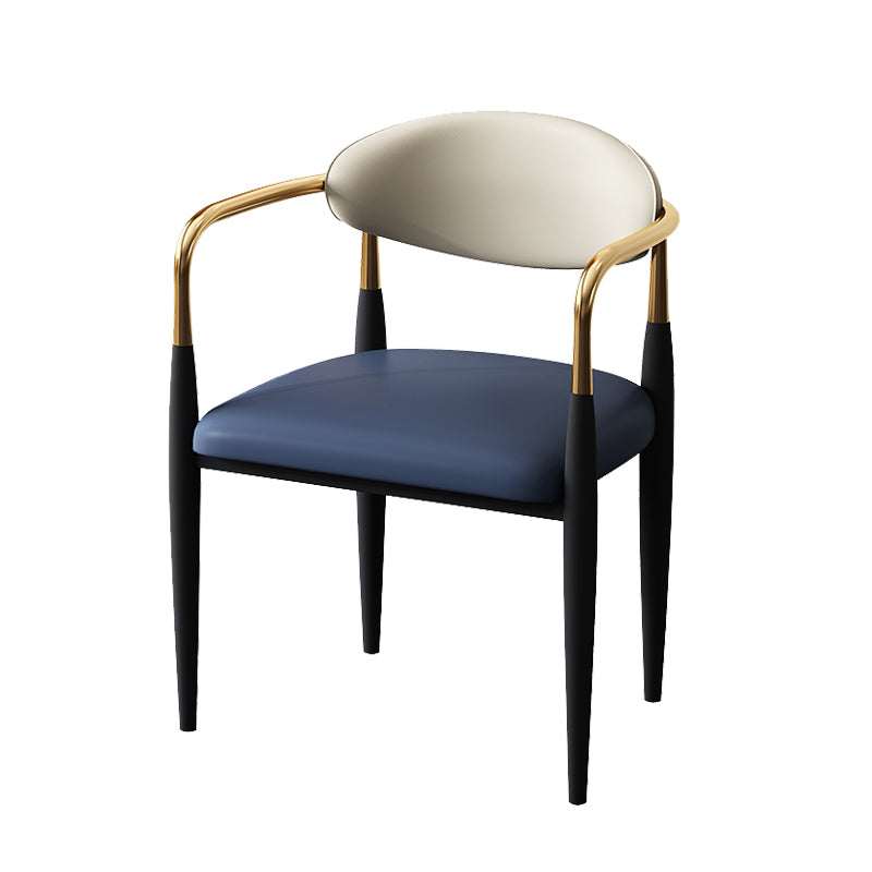 Metal Industrial Side Chair Metallic Finish Open Back Dining Arm Chair Blue 1 Piece Clearhalo 'Dining Chairs' 'Dining Tables & Seating' 'dining_chair' 'furn' 'furn_dining_chair' 'Furniture' 'Kitchen & Dining Furniture' 6035384