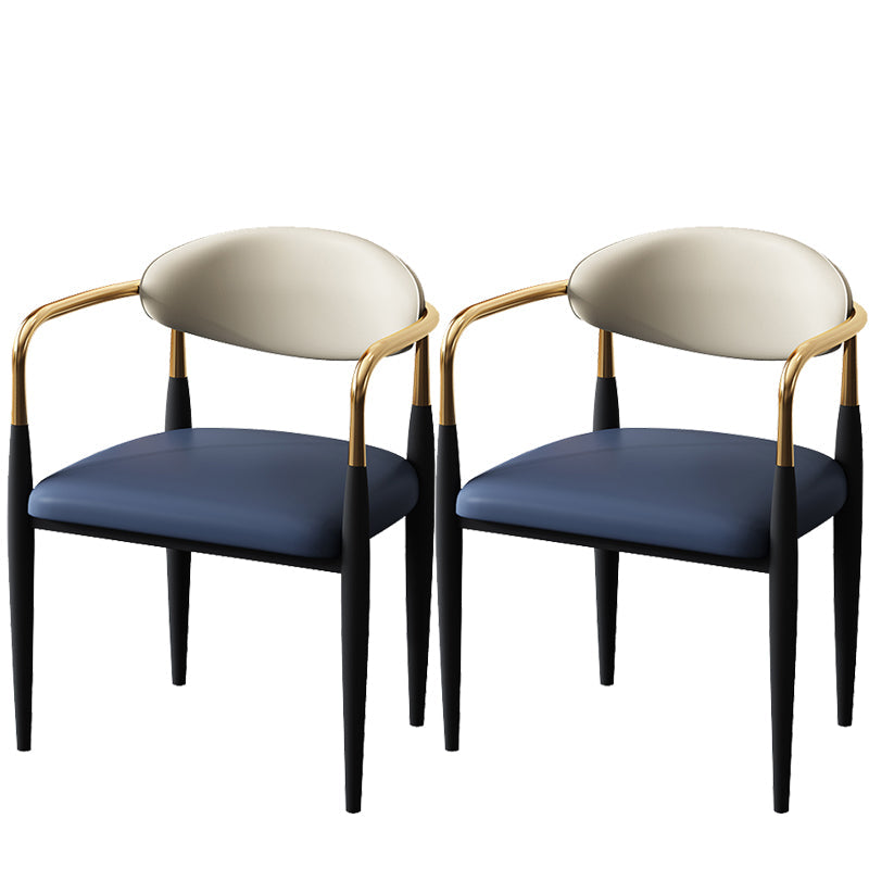 Metal Industrial Side Chair Metallic Finish Open Back Dining Arm Chair Blue 2 Piece Set Clearhalo 'Dining Chairs' 'Dining Tables & Seating' 'dining_chair' 'furn' 'furn_dining_chair' 'Furniture' 'Kitchen & Dining Furniture' 6035385