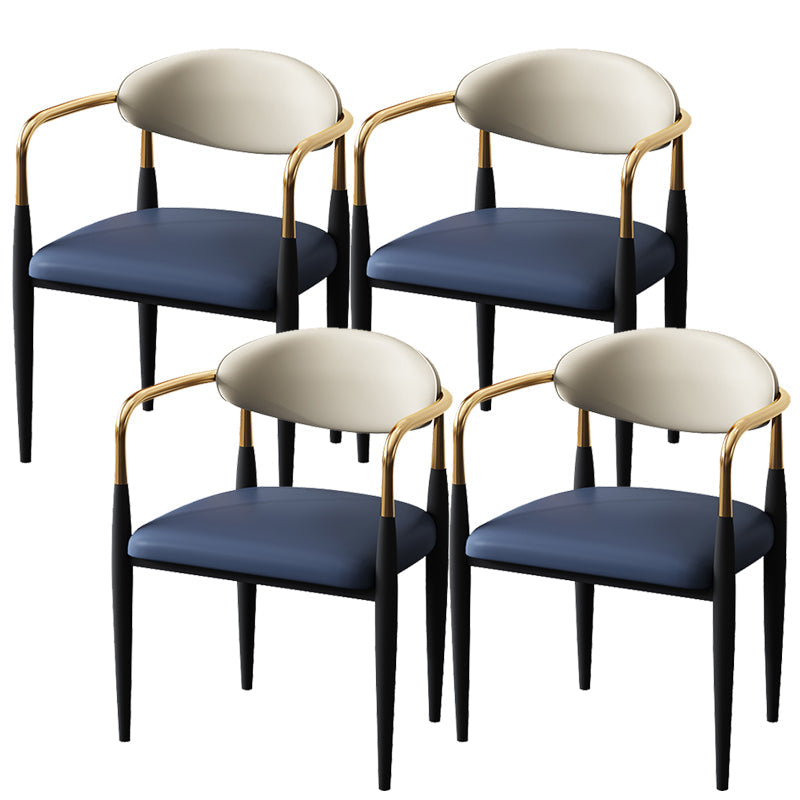 Metal Industrial Side Chair Metallic Finish Open Back Dining Arm Chair Blue 4 Piece Set Clearhalo 'Dining Chairs' 'Dining Tables & Seating' 'dining_chair' 'furn' 'furn_dining_chair' 'Furniture' 'Kitchen & Dining Furniture' 6035386