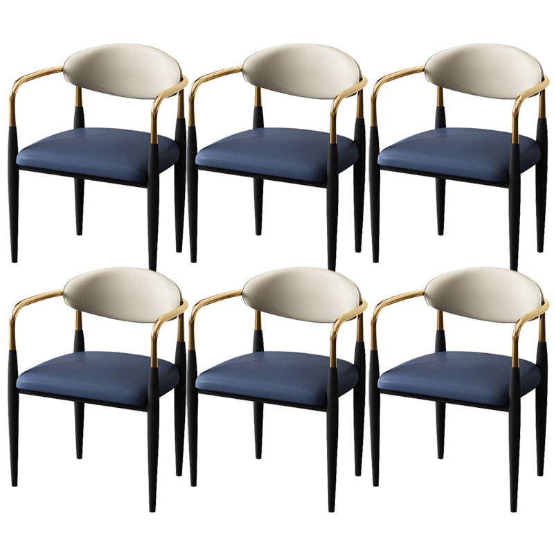 Metal Industrial Side Chair Metallic Finish Open Back Dining Arm Chair Blue 6 Piece Set Clearhalo 'Dining Chairs' 'Dining Tables & Seating' 'dining_chair' 'furn' 'furn_dining_chair' 'Furniture' 'Kitchen & Dining Furniture' 6035387
