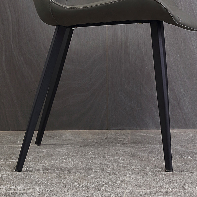 Gestoffeerde armloze eetkamerstoelen faux leer en metalen eetstoelen