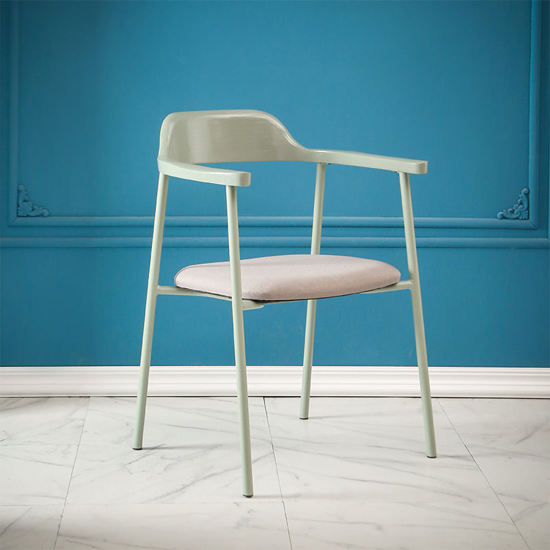 Contemporary Style Dining Chair Metal Open Back Dining Arm Chair Light Green Gray 1 Piece Clearhalo 'Dining Chairs' 'Dining Tables & Seating' 'dining_chair' 'furn' 'furn_dining_chair' 'Furniture' 'Kitchen & Dining Furniture' 6035454