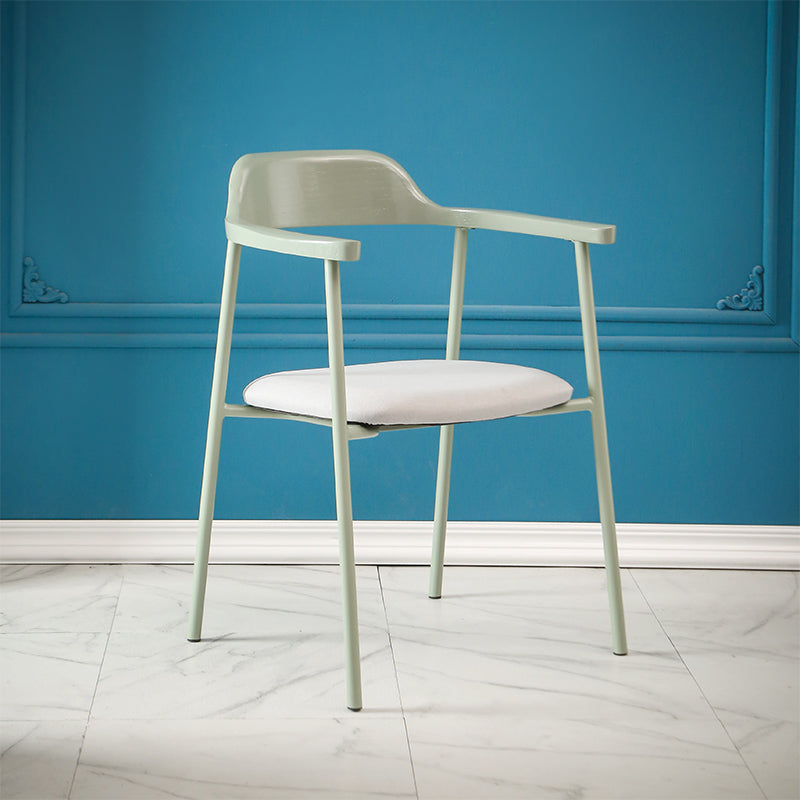 Contemporary Style Dining Chair Metal Open Back Dining Arm Chair Light Green Light Gray 1 Piece Clearhalo 'Dining Chairs' 'Dining Tables & Seating' 'dining_chair' 'furn' 'furn_dining_chair' 'Furniture' 'Kitchen & Dining Furniture' 6035455