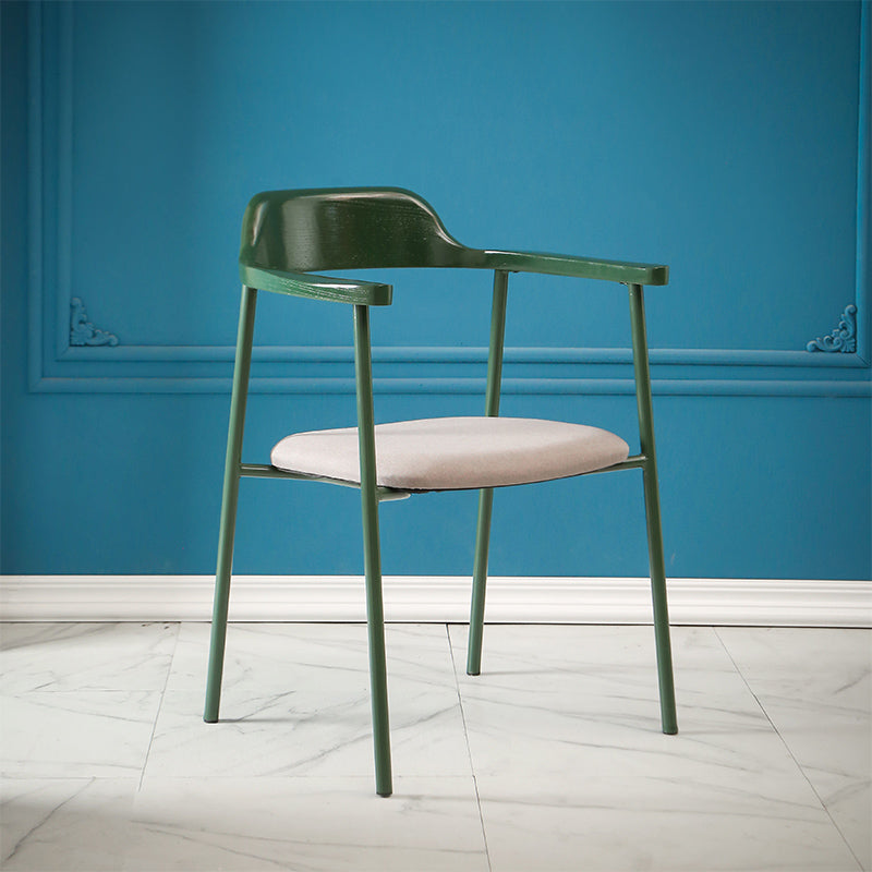 Contemporary Style Dining Chair Metal Open Back Dining Arm Chair Green Gray 1 Piece Clearhalo 'Dining Chairs' 'Dining Tables & Seating' 'dining_chair' 'furn' 'furn_dining_chair' 'Furniture' 'Kitchen & Dining Furniture' 6035465