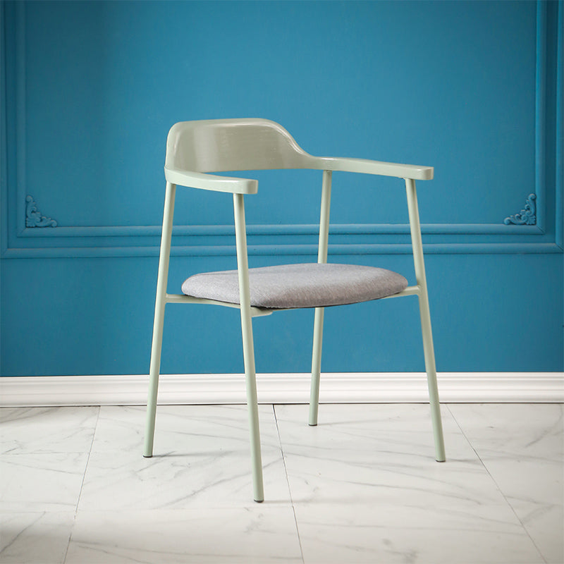 Contemporary Style Dining Chair Metal Open Back Dining Arm Chair Light Green Dark Gray 1 Piece Clearhalo 'Dining Chairs' 'Dining Tables & Seating' 'dining_chair' 'furn' 'furn_dining_chair' 'Furniture' 'Kitchen & Dining Furniture' 6035469