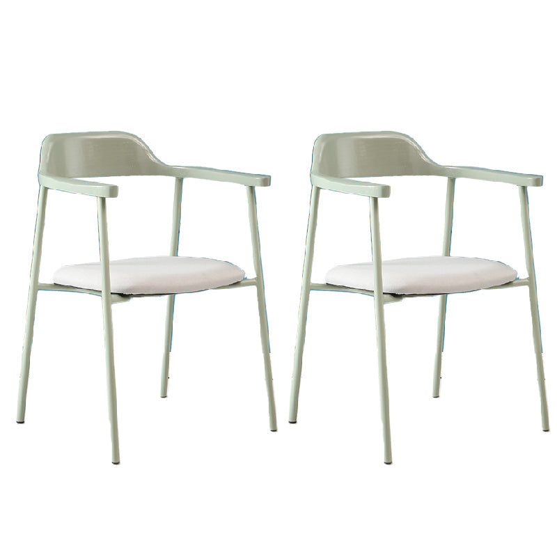 Contemporary Style Dining Chair Metal Open Back Dining Arm Chair Light Green Light Gray 2 Piece Set Clearhalo 'Dining Chairs' 'Dining Tables & Seating' 'dining_chair' 'furn' 'furn_dining_chair' 'Furniture' 'Kitchen & Dining Furniture' 6035471