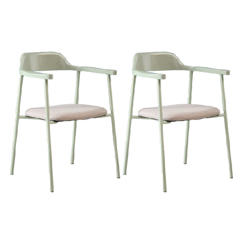 Contemporary Style Dining Chair Metal Open Back Dining Arm Chair Light Green Gray 2 Piece Set Clearhalo 'Dining Chairs' 'Dining Tables & Seating' 'dining_chair' 'furn' 'furn_dining_chair' 'Furniture' 'Kitchen & Dining Furniture' 6035474