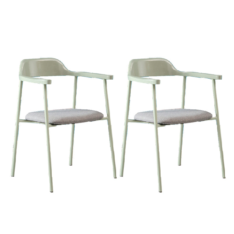 Contemporary Style Dining Chair Metal Open Back Dining Arm Chair Light Green Dark Gray 2 Piece Set Clearhalo 'Dining Chairs' 'Dining Tables & Seating' 'dining_chair' 'furn' 'furn_dining_chair' 'Furniture' 'Kitchen & Dining Furniture' 6035475
