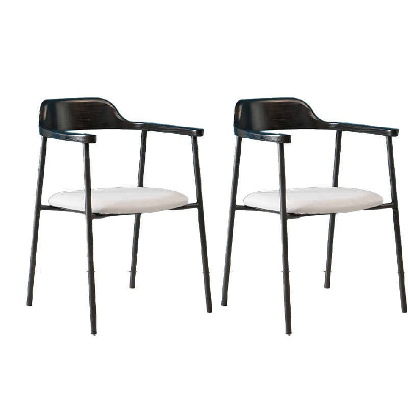 Contemporary Style Dining Chair Metal Open Back Dining Arm Chair Black Light Gray 2 Piece Set Clearhalo 'Dining Chairs' 'Dining Tables & Seating' 'dining_chair' 'furn' 'furn_dining_chair' 'Furniture' 'Kitchen & Dining Furniture' 6035476