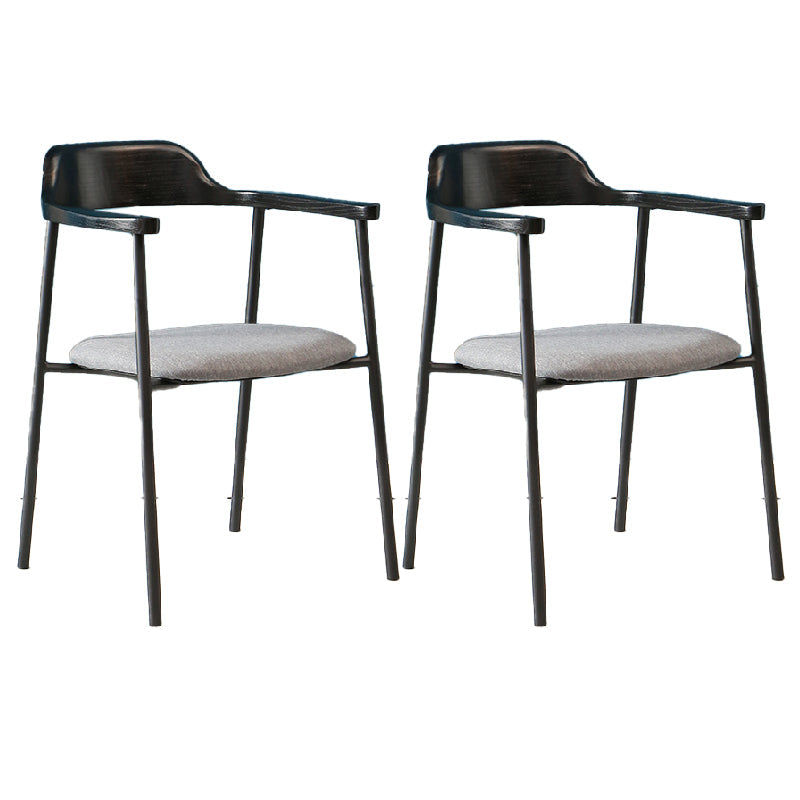Contemporary Style Dining Chair Metal Open Back Dining Arm Chair Black Dark Gray 2 Piece Set Clearhalo 'Dining Chairs' 'Dining Tables & Seating' 'dining_chair' 'furn' 'furn_dining_chair' 'Furniture' 'Kitchen & Dining Furniture' 6035477