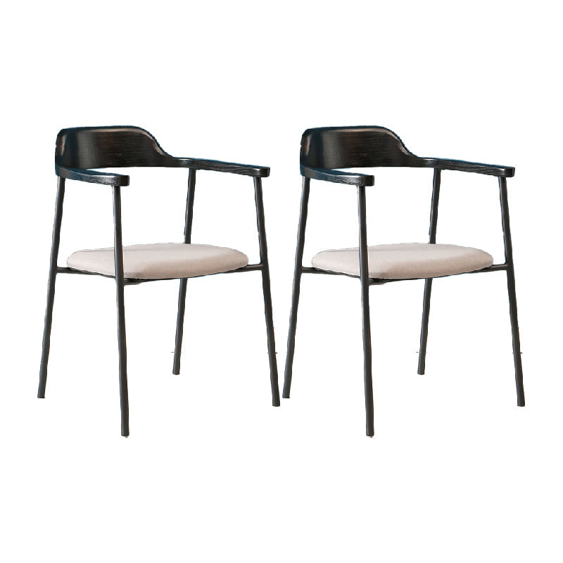 Contemporary Style Dining Chair Metal Open Back Dining Arm Chair Black Gray 2 Piece Set Clearhalo 'Dining Chairs' 'Dining Tables & Seating' 'dining_chair' 'furn' 'furn_dining_chair' 'Furniture' 'Kitchen & Dining Furniture' 6035478